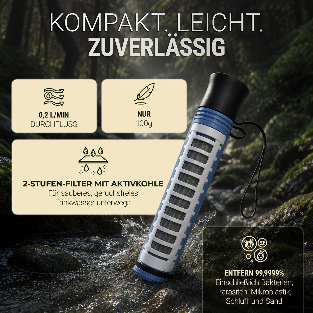 Bachgold Reise-Set (Squeeze + Straw Wasserfilter)