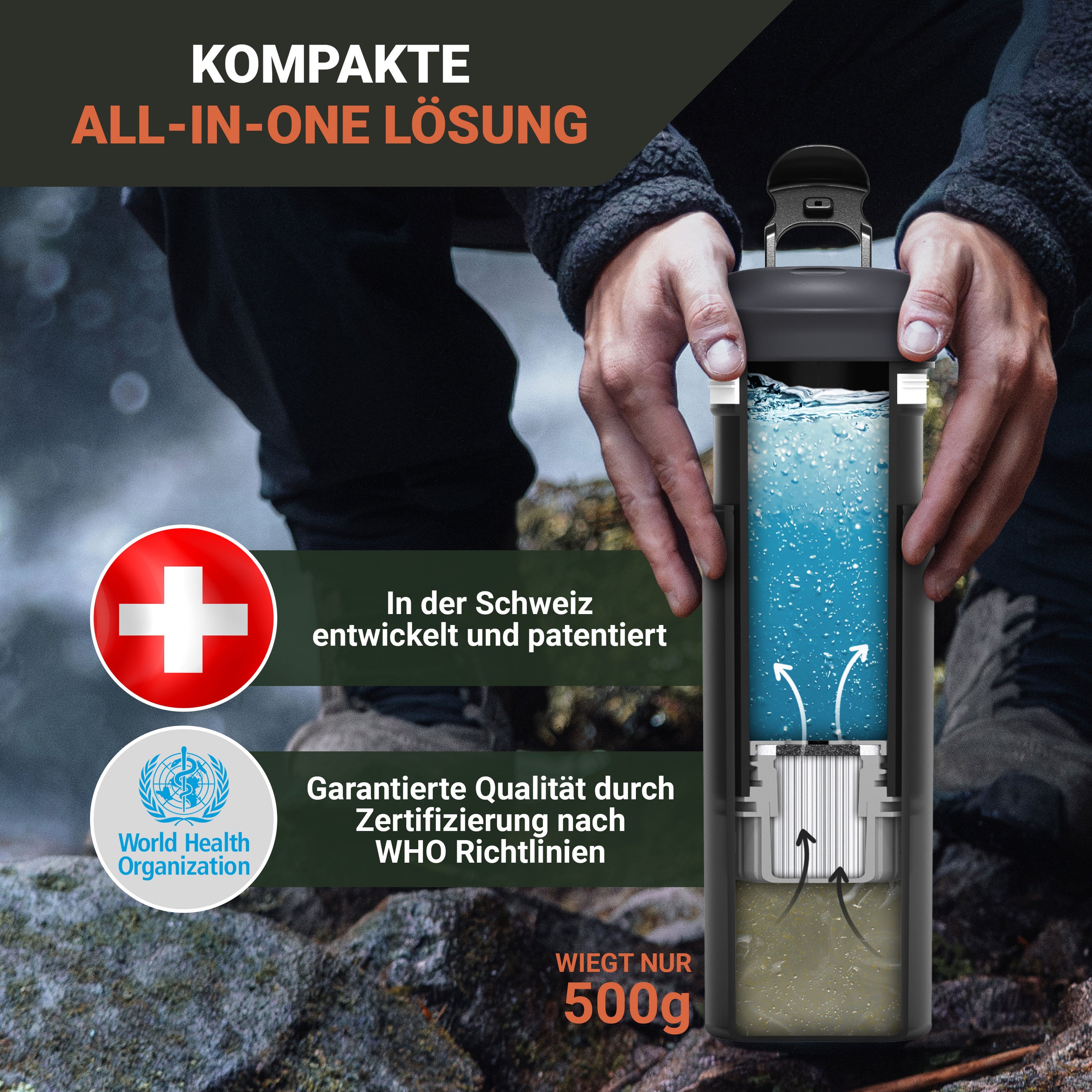 Bachgold - Outdoor Wasserfilterflasche