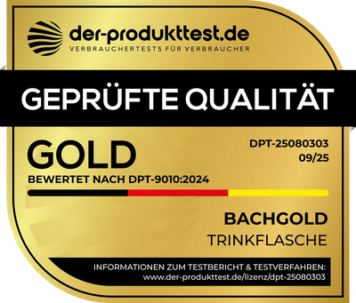 Gepruefte Qualitaet GOLD, der-produkttest.de, Bachgold Trinkflasche, Lizenz DPT-25080303